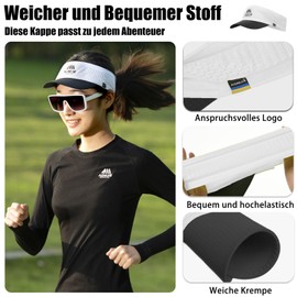 Joscoal Visor Elastisch Running Sport Sun Visor Schweißaufnehmbar Visor Cap mit Sonnenschutz und Gebogenem Atmungsaktiver Elastisch Sonnenhut Baseballhut Sonnenschild Kappe, Schwarz-Weiß