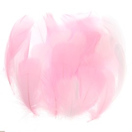PATIKIL Colorful Feathers 3-5inch, 300pcs Goose Feathers Bulk for Crafts DIY, Wedding Home Party Decorations Dream Catcher, White/Pink