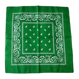 Fosys Bandana, 100% Cotton, Cashew Nut Pattern, 21.7 x 21.7 inches (55 x 55 cm), Square, Large, Scarf, Neckerchief, Triangular Width Men's, Women's, 24.green