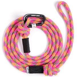 LUCKY LUCY Reflective Dog Lead 2 m Tear-Resistant Polypropylene / Polyester up to 300 kg with Aluminium Carabiner for Medium and Large Dogs Bright Fuchsia