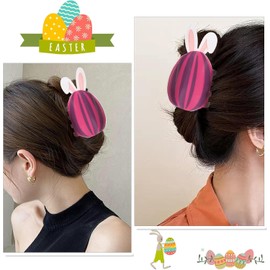 1Pcs Easter Hair Clips for Women Flower Claw Clips for Girls Cute Rabbit Ear Hair Clip Design Party Costumes Hair Accessories (Purple, One size)