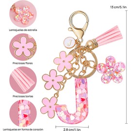 Llavero de Moda Letra Inicial, Llavero con Inicial de Resina, Dije para Bolso Mochilas, Regalo Personalizado para Mujer