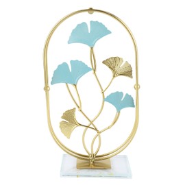 Golden Metal Desktop Decoration Innovative Light Luxury Iron Art Ornament for Living Room Home Decor Oval Shape Ginkgo Leaf