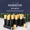 12-Pack 10ml Black Glass Roller Bottles with Brushed Gold Leakproof