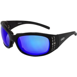 Global Vision Eyewear Marilyn 2 Plus Women's Foam Padded Riding Sunglasses Bling Black Frame