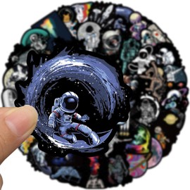 50 Space Stickers, Vinyl Waterproof Aesthetic Scrapbook Sticker Pack, For Laptops, Boys, Girls, Adult Stickers (Astronauts)