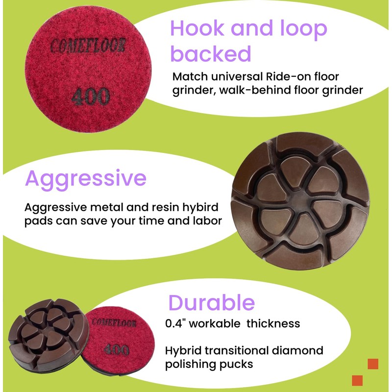 3 Inch Hybrid Diamond Polishing Pucks for Concrete Terrazzo Floor,