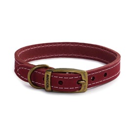Ancol Timberwolf Premium Leather Dog Collar - Comfortable Durable Pet Training Accessory - Raspberry Bridle Leather - Soft Supple Waterproof Treated - 20-26cm Size 1