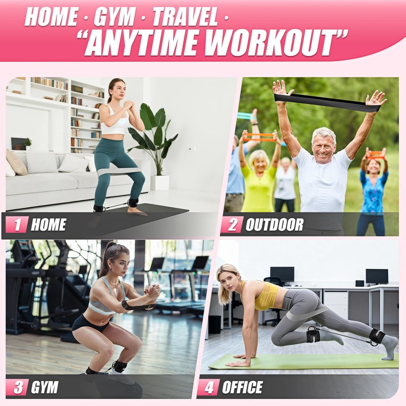 Ankle Resistance Bands with Cuffs, Resistance Bands Set for Working