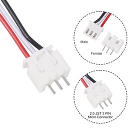 Alinan 20pcs JST-XH2.54mm 3 Pin Connector Kit, Included 10pcs Mini 3 Pin 24AWG Female Connector Plug with 150mm Cable Wire and 10pcs Micro 3Pin Male Connector Plug