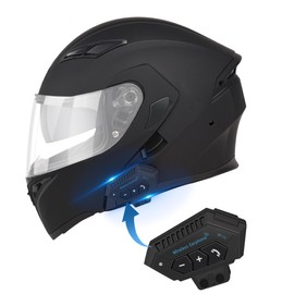 Bluetooth Motorcycle Helmet,Modular Motorcycle Helmet with Bluetooth,DOT Approved Dual Visor Full Face Flip up Bluetooth Integrated Motorcycle Helmets for Adults Men Women (XXL)