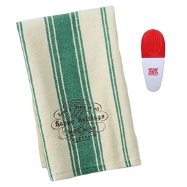 St. Nicholas Square Happy Holidays Striped Kitchen Towel & Chip Clip-2 Piece Set