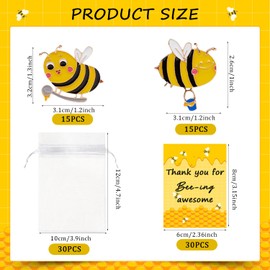 30 Sets Employee Appreciation Gift Bee Pins Bulk Bee Brooches Party Lapel Pin Bee Badge Organza Bag Cards Thank You Gift for Coworkers Volunteer Teacher Pins Bee Lovers Bee Day