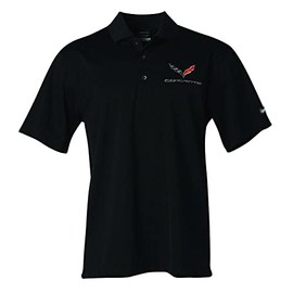 C7 Corvette Polo Shirt - Men's Performance Polo with Embroidered Logo Black