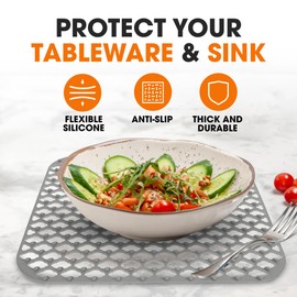 Cheer Collection Silicone Sink Mat – Heat-Resistant Dish Protector for Kitchen, Flexible Sink Pad with Drain Hole, Soft Rubber Sink Liner for Stainless Steel or Porcelain Sinks, 30x40 cm