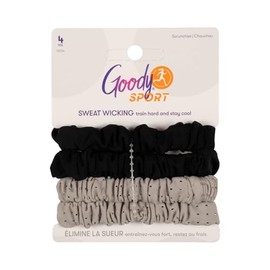 Goody Sport Thin Scrunchies Gray Black 4CT