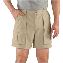 Guide Gear Cargo Shorts for Men Wakota - Casual and Cotton 6 Inch Inseam Shorts Khaki 34