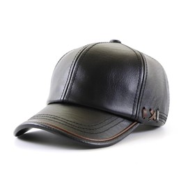 Unisex Baseball Cap Leather Hat Outdoor Sports Hat Dad Cap for Men Women Black Vintage Leather Patch Trucker Hat