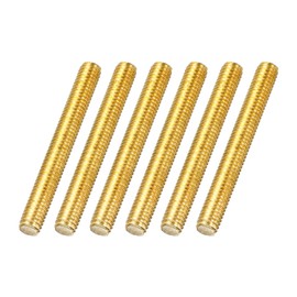 sourcing map 6Pack M6x50mm Fully Threaded Rod, Brass Right Hand All Thread Screw Studs for Furniture Assembly Fastening, 1mm Pitch