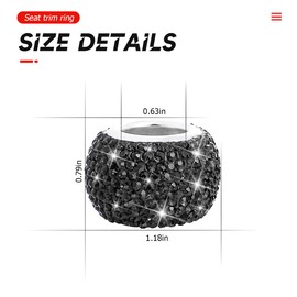 4 Pack Car Headrest Collars, Bling Car Head Rest Collars Rings Decor, Rhinestone Car Head Rest Collars, Diamond Interior Car Seat Accessory, Crystal Decoration Charms for Car SUV Truck (Black)