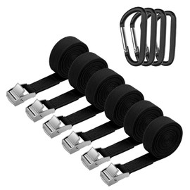 Ratchet Tie Down Straps Heavy Duty Tensioning Belts with Quick Release Cam Bukle, 2.5cm X 2m Adjustable Cargo Straps for Motorcycle, Cargo, Trucks, Trailer, Luggage with 4 Snap Hooks (4)