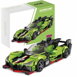 VizBrou Super Sports Car Building Blocks Set, Le Manns Lamborghinii SC63 Retro Speed Champion Racing Car Clamping Building Blocks Kit, 350 Pieces Compatible LG Super Car Model Toy for Adults Children