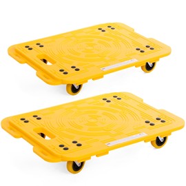 MaxWorks 51077 Interlocking Furniture Movers Dollies 20.5" x 15.5" with 4 Swivel Casters 3" Diameter Wheel 2 Pack, 600lbs Combined Capacity for Pair, Yellow