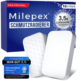 Milepex Dirt Eraser [10x] - Premium Sponge for Wall, Floor, Sneaker & Car | Magic Sponge & Magic Eraser for Household, Bathroom & Kitchen | Extra Strong & Durable | Only with Water