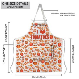 MBMSO Tomato Kitchen Apron I Love Tomatoes Vegan Apron with Pockets Tomatoes Lovers Gifts for Fruitarian Tomato Cooking Apron, Tomato Apron-w, Standard