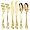 Pryntono 300PCS Gold Plastic Silverware, Heavy Duty Gold Disposable Utensils,