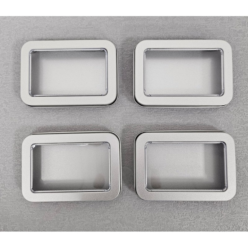 Ruwado 4 Pcs Metal Containers with Clear Window Empty Rectangular