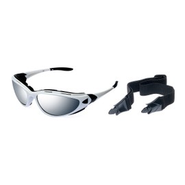 Alpland Sports goggles, ski goggles, snowboard glasses, silver, mirrored, helmet-compatible, anti-fog with strap, strap, soft bag