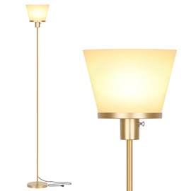 Kukobo Standing Lamp for Bedroom, Gold Floor Lamp with White Plastic Shade, Modern Tall Standing Lamps Bright Floor Lamp for Living Room Office, Bulb Not Included.