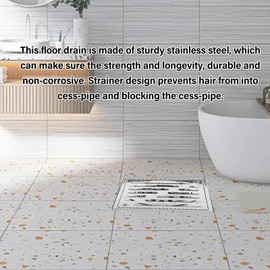 Edelstahlbodenabfluss, Großes Kaliber 150 * 150 Mm, Anti-Odor-Badezimmer-Duschabwässer, Hält Cess-Pipe Abgeschaltet, Hält Raum Sauber, Leicht zu Reinigen, Weit Verbreitet, Geeignet (110 * 110 mm