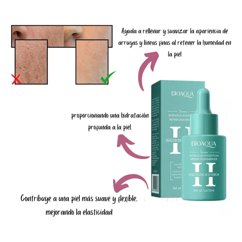 Sérum Ácido Hialurónico Facial Bioaqua Hidratante Aplicación Día/Noche