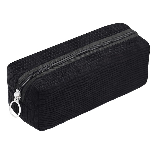 Qxsuse Corduroy Fabric Pencil Case with Practical Zip, Large Storage