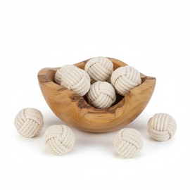 Set of 6 Cotton Rope Balls – Decorative Nautical Accents – for Vase Fillers, DIY Crafts, Rustic Living Room Decor – Handmade Knot Ornaments for Tray Styling, Coastal Display, or Housewarming Gift