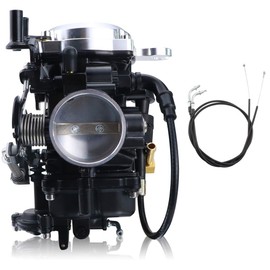 YJGZSVK CV40 Carburetor & Throttle Cable for Harley Davidson Sportster 883 1200 XL883 1200 Custom Softail Dyna & FXR Touring Sportster 1998-Up (Silver Top Carburetor + 43" Throttle Cable)