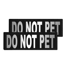 Dogline Do Not Pet Vest Patches – Removable Do Not Pet Patch 2-Pack with Reflective Printed Letters for Support Dog Vest Harness Collar or Leash