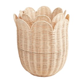 Mud Pie Scallop Rattan Baskets; Small 12" X 11" Dia | Large 13" X 14" Dia