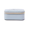 Francfranc French Embroidered Flower Mini Travel Jewelry Box Blue, blue