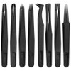 MMOBIEL 8Pcs Anti-static Multifunctional Plastic Precision Tweezers Set, Slant Flat