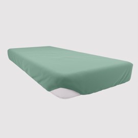 Soleil d'Ocre Jersey Fitted Sheet, Cotton, Green, 140 x 190 cm