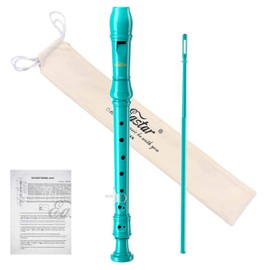 Eastar Eastar Soprano Recorder Instrument for Kids Beginner, German Fingering C Key Recorder Instrument 3Piece with Cleaning Kit, Thumb Rest, Cotton Bag, Fingering Chart, ERS-21GSB, Sky Blue, School-Approved
