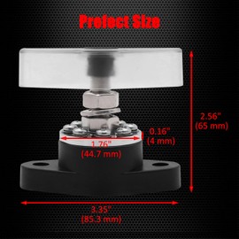 Ampper Heavy Duty M10 Single Stud Battery Ground Distribution Block W/Cover and (8) #8-32 Terminal Screws, 3/8" Power Junction Block Distribution Studs Terminal Kit (Black)