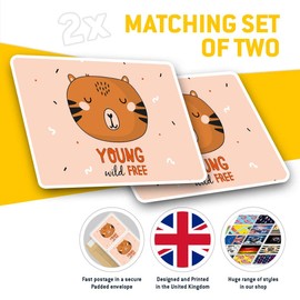 Rectangle Stickers(Set of 2) 7.5cm - Young Wild Free Bear Animal Kids Fun Decals for Laptops,Tablets,Luggage,Scrap Booking,Fridges, #14779