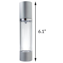JUVITUS 1.7 oz Plastic Airless Pump Bottle Silver Matte with Cap (Single)