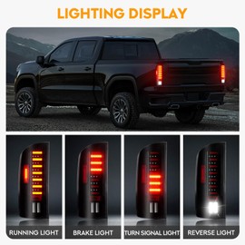 LED Tail Light Fit for Dodge ram1500 2002-2006, for Dodge ram 2500 3500 2003-2006, Taillight Assembly Replacement Left + Right Pair, Black Housing Smoke Lens