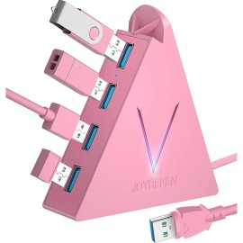JoyReken 4-Port USB 3.0 Hub, FlyingVHUB Vertical Data USB Hub with 2 ft Extended Cable