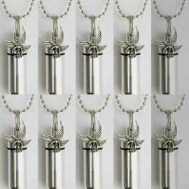 Patriotic Family Set of TEN Silver EAGLE CREMATION URNS Includes 10 Pouches, 10 Ball Chains, Fill Kit - PROUDLY MADE IN USA